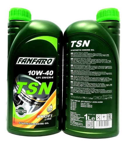 Aceite 10w-40 Full Sintetico Envase 1 Litro 10w40 Tienda Fis