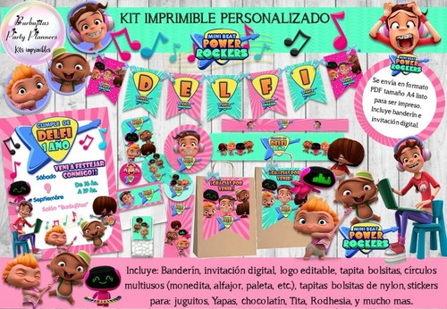 Kit Imprimible Mini Beat Power Rockers Nena ¡ya Editado!