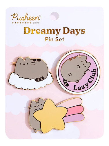 Conjunto De Pines Gato Pusheen The Cat Dreamy Days Pins Set Color Gris Oscuro
