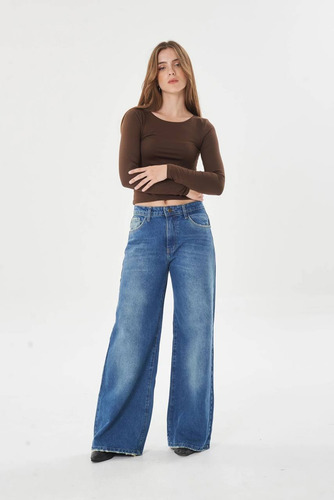 Jean De Mujer Wide Leg Rigido - Siloli