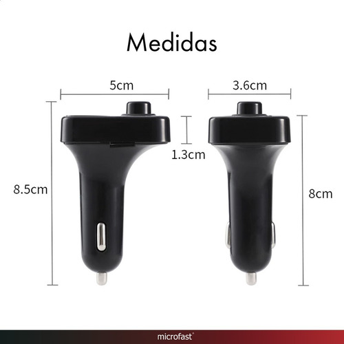 Imagen 6 de 6 de Transmisor Receptor Bluetooth Auto Fm Carga Rápida Usb X2