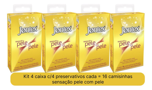 16 Preservativos Jontex Sensação Pele C/ Pele 56mm Sem Látex
