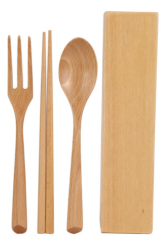 Juego De Vajilla Portátil Con Cuchara De Madera Reutilizable