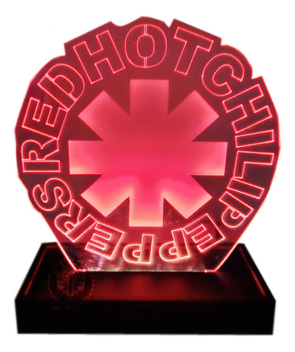 Lampara Velador Red Hot Chili Peppers Acrilico Luz Led 