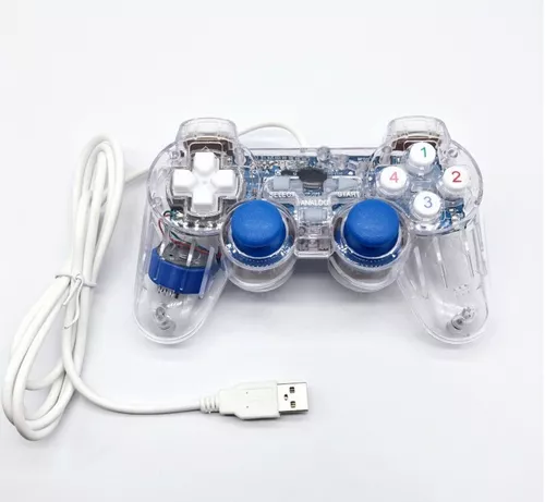 Mando PS4 Azul Transparente Alta Calidad Compatible V2 Blue Cable