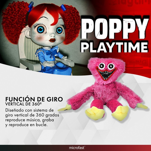 Peluche Huggy Wuggy Muñeco Terror Giro 360 Música Divertida