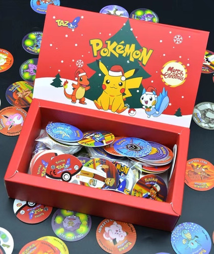 Imagen 1 de 10 de Pokemón 160 Tazos Alternativos Inglés + Caja Regalo Navidad