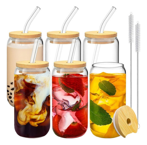 Vasos De Vidrio Con Tapa,vasos Con Forma De Lata De 16 Onzas