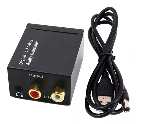 Adaptador de convertidor de audio analógico coaxial óptico digital a RCA  con cable de fibra