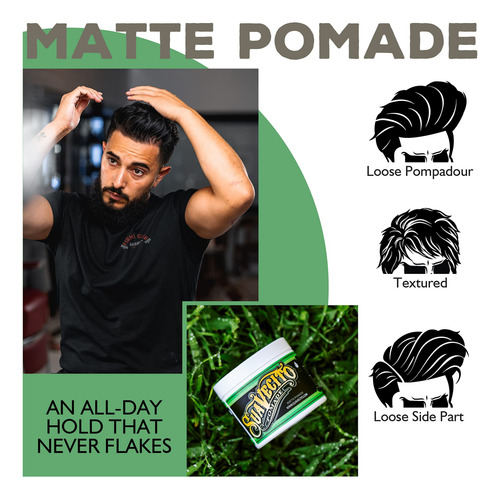 Pomada Para El Cabello Suavecito Matte, 118 Ml (4 Oz), Fijac