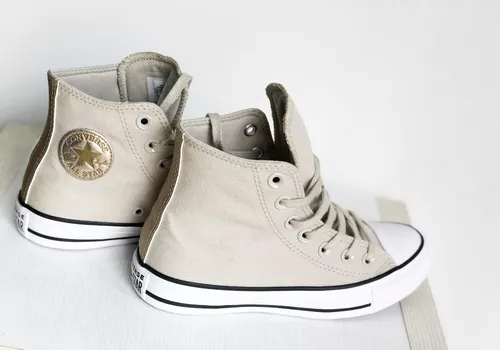 Tenis Converse Chuck Taylor All Star Bege Dourado Cano Alto