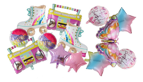 Globos Patines Barbie Fiesta Decoraciones Cumpleaños 9 Pcs