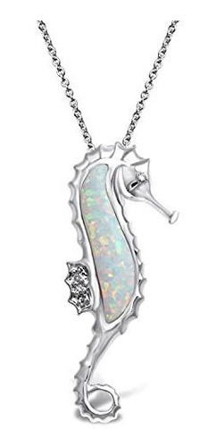 Collar - Sterling Silver Created Opal And Natural White Diam