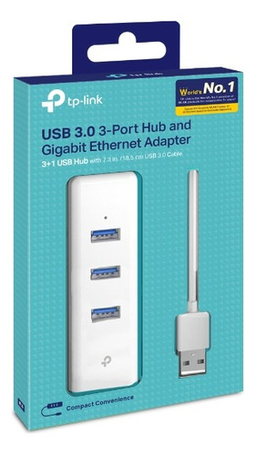 Adaptador Usb A Rj45 Ethernet Giga Tp-link Ue330 + Hub 3 Usb