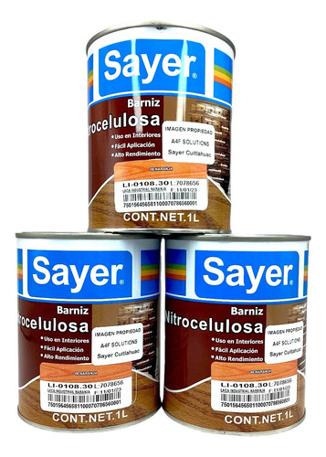 Pintura Para Madera Sayer Lack Varios Colores 3 Pzas Naranja