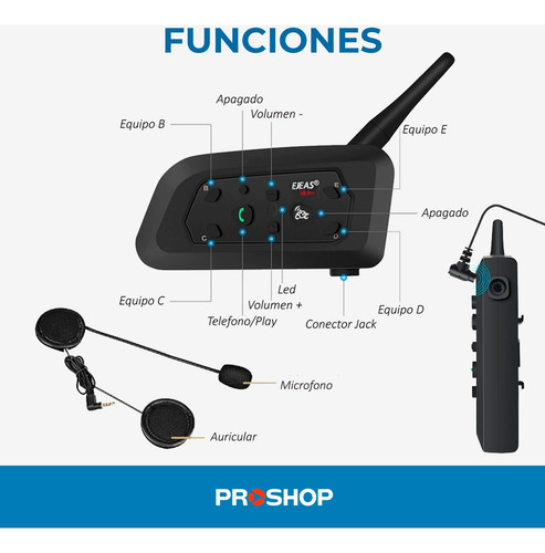 Intercom V6 Bluetooth 1200mts Moto Casco Manos Libre Modelo Nuevo