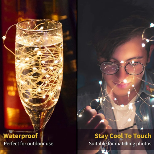 24 Piezas Cadena De Luces Hadas Con Pilas Adornos Navidenos Warm