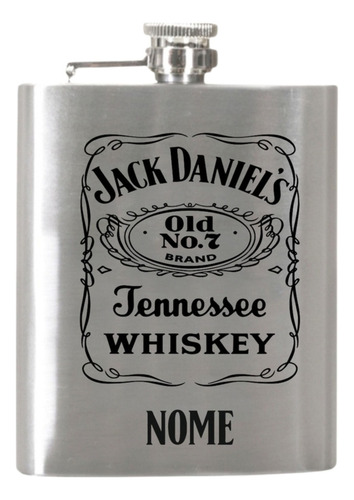 Cantil Porta Whisky Personalizado C/ Seu Nome Alcoól Inox Cor Inox Escovado