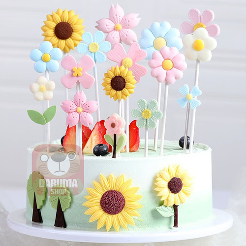 Imagen 2 de 5 de Molde Silicon 2 Flor Girasol Fondant Porcelana Fria Belgrano
