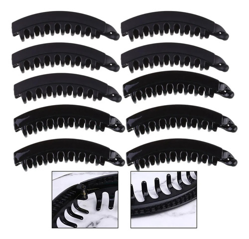Garfos De Cabelo Coreanos Banana Clip, Pacote Com 10