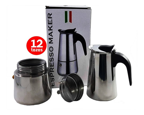 Cafetera Espresso Maker Italiana 12 Tazas Acero Inoxidable