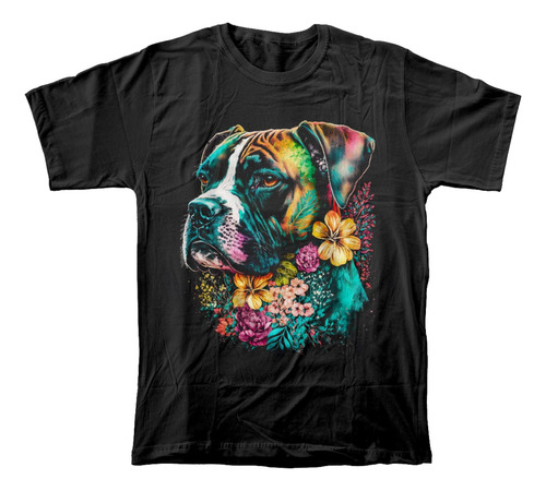 Camiseta Algodón Peinado Con Estampado De Perro Raza Bóxer