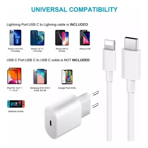 Cargador y cable USB para iPhone 5, 6, 7, 8 X, XR, Xs, 11, 12, 5 W