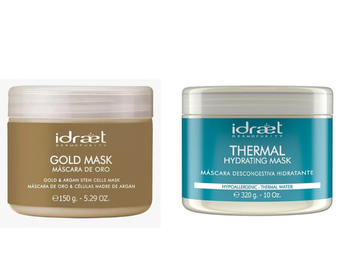 Kit X2 Mascaras Gold Thermal Hidratante Calmante Idraet
