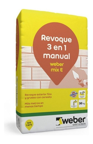 Revoque Exterior Mix E 3 En 1 Weber 30 K Terminaciones Mm