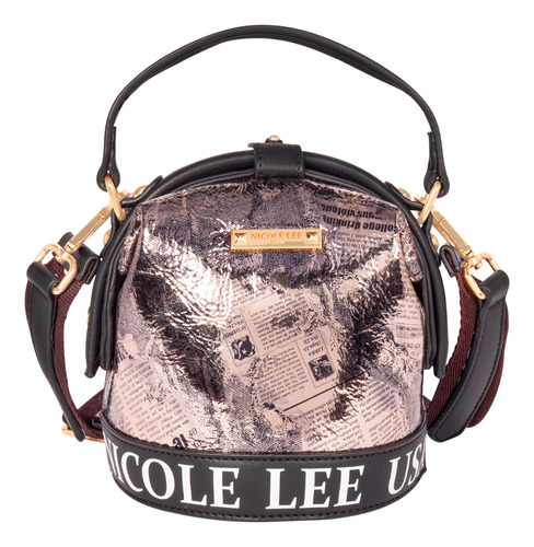 Mini Bolsa Nicole Lee Millie Acabado Metálico Fw23 Color Negro