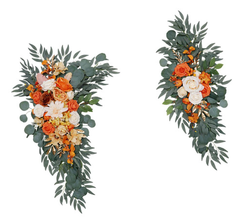 2 Piezas De Flores Artificiales Para Arco De Boda, Naranja