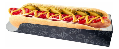 1000 Embalagem Hot Dog Cachorro Quente Lanches 30cm Preto