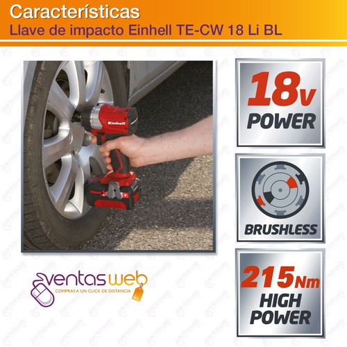 Imagen 5 de 7 de Llave De Impacto Atornillador Inalambrico 18v Einhell Solo