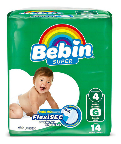 Bebin Super Flexisec | Pañal Bebé - G Etapa 4 - 14 Piezas