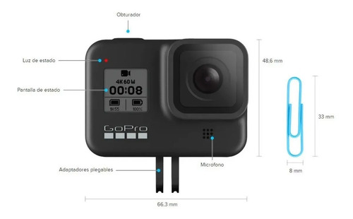 Imagen 4 de 7 de Cámara Gopro Hero 8 Black 4k 12mpx Sumergible Gtia Oficial