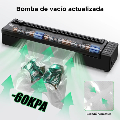 Funsmile Sellador Al Vacío Recargable Wireless Empacadora, 8X Vida Útil Alimentos, 5-12s Vacío Completo, Protege Vino/Salsa contra Oxidación.