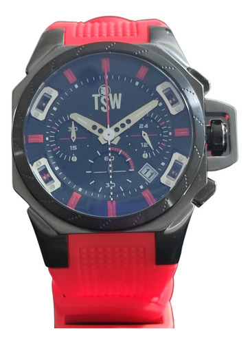 Reloj Technosport Mujer Ts-100-lf3 Color De La Correa Rojo Color Del Bisel Negro Color Del Fondo Negro