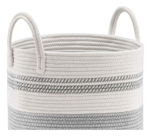 Cesta De Ropa Sucia Con Cuerda Tejida, Cesta Blanca Y Gris
