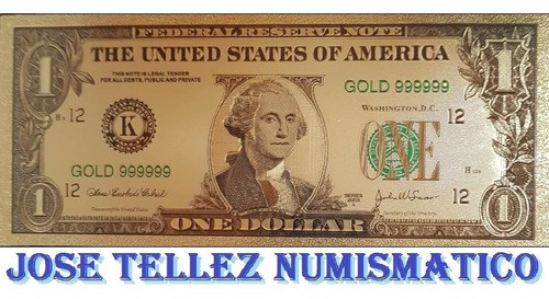 Billete 1 Dolar Fantasia Polimero Baño Oro Unc Palermo (Usado)