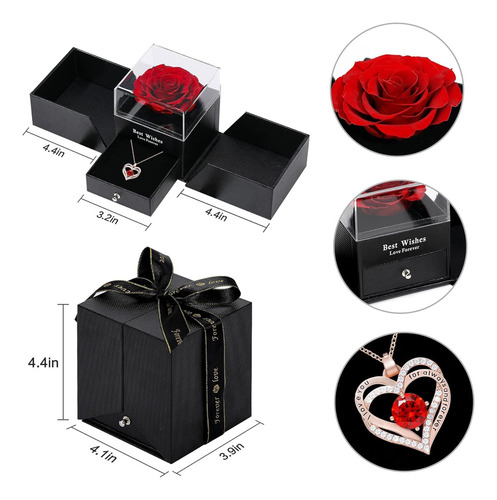 Rosa Eterna Preservada E Colar Feminino Presentes Românticos