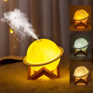 Humidificador Difusor Lámpara Forma Planeta 2 Modo 3 Colores