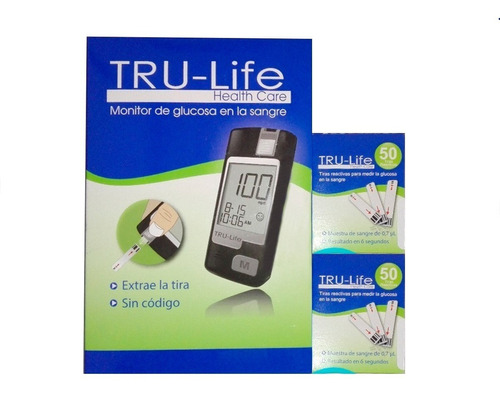 Kit - Glucometro Tru-life + 100 Tirillas + 100 Lancetas