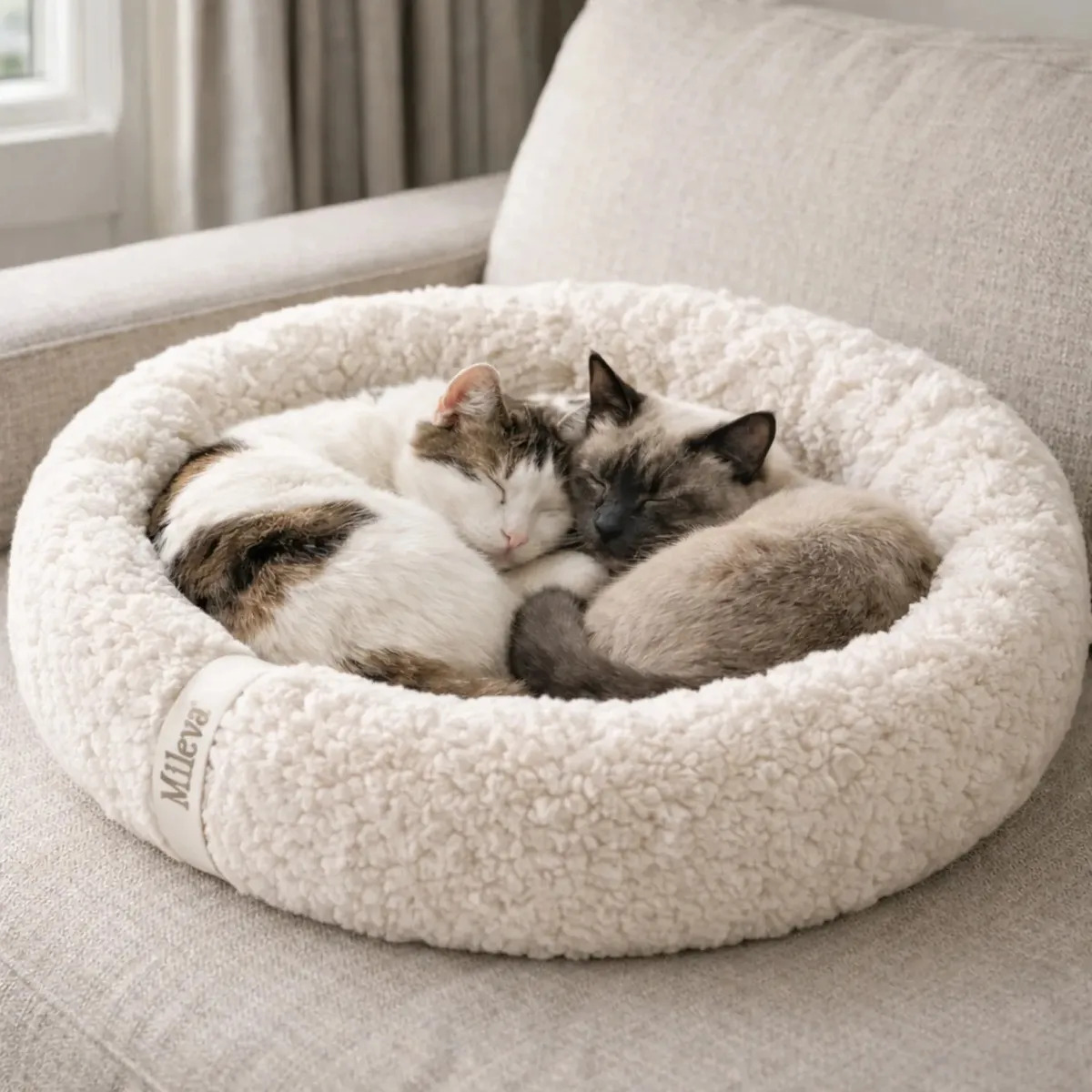 Cama Ninho Redonda Mileva 70x70 cm em Sherpa para Cães e Gatos