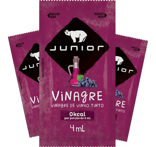 Vinagre Em Sachê Junior Vinho Tinto - Caixa 200 Sachês 