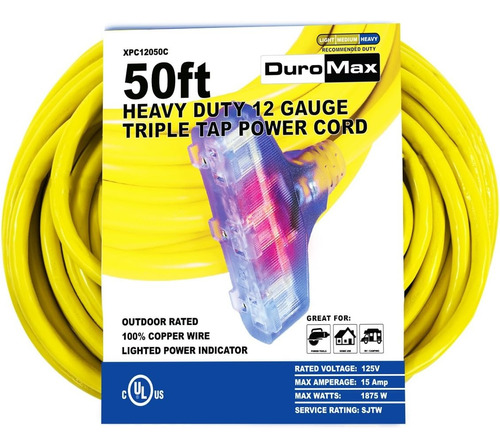 Extensión Electrica Duromax N 12 3 Enchufes 15 Amp 15 Metros