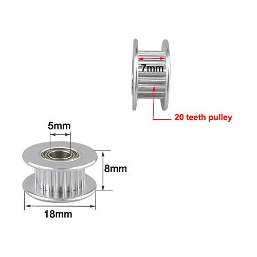 Polea Dentada Aluminio Gt2 20d 5 Mm 6 Mm
