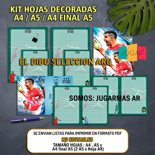 Kit Imprimible Hojas Rayadas Modelo Fútbol Campeones