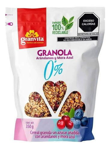 7 Pza Granola Granvita Con Arándanos Y Mora Azul 350 G