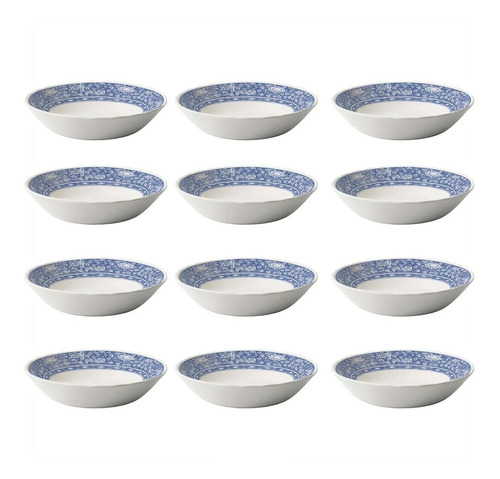 Set X12 Platos Hondos Corona Blue Apto Microondas Ceramica