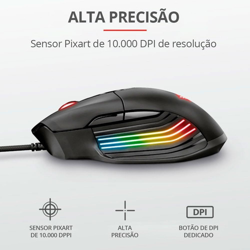 Mouse Gamer Fps Trust Xidon 10000 Dpi Rgb